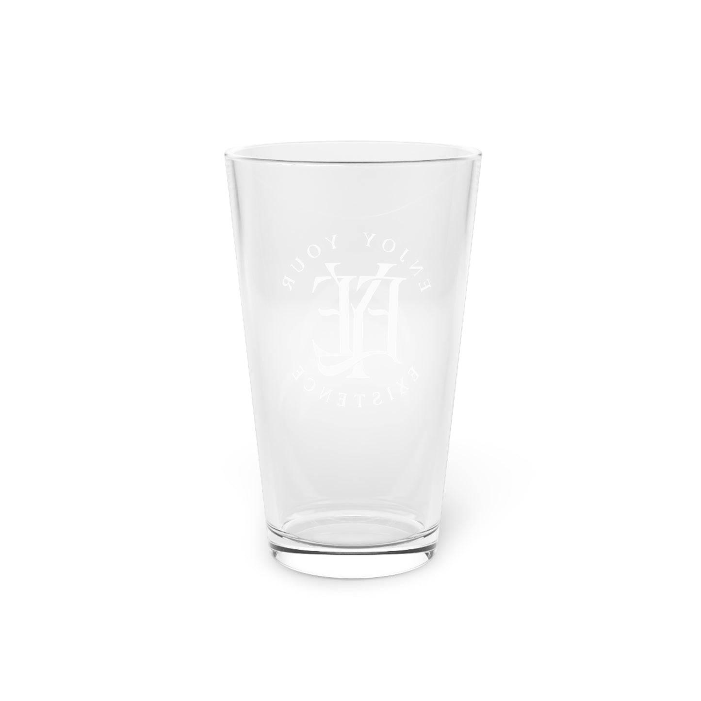 16oz Etched Pint Glass — Elegant Monogram 'EYE' Logo Beer Glass