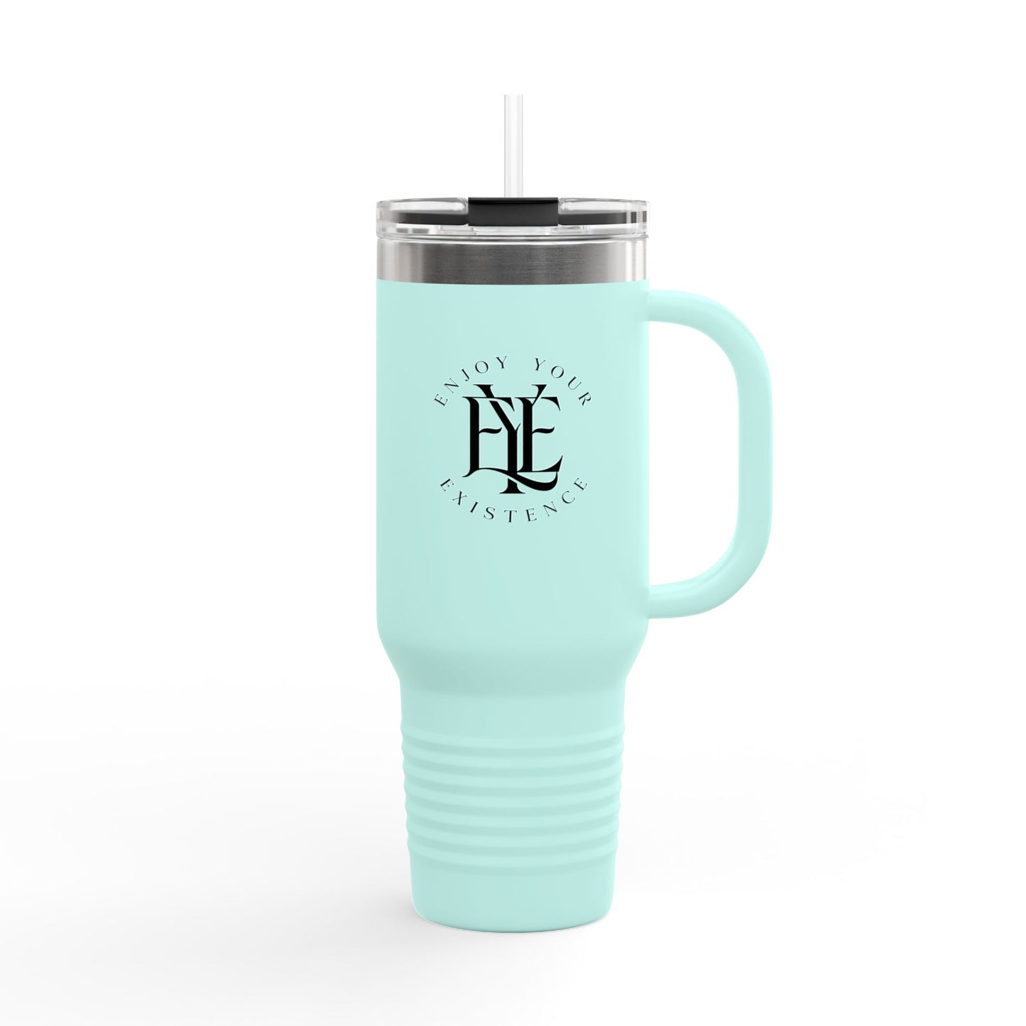 40oz Insulated Travel Mug — "Enjoy Your Existence" Stainless Steel Tumbler with Straw & Handle