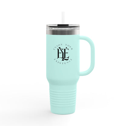 40oz Insulated Travel Mug — "Enjoy Your Existence" Stainless Steel Tumbler with Straw & Handle