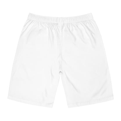 Men's Board Shorts — 'Enjoy Your Existence' Minimal Logo Swim Trunks