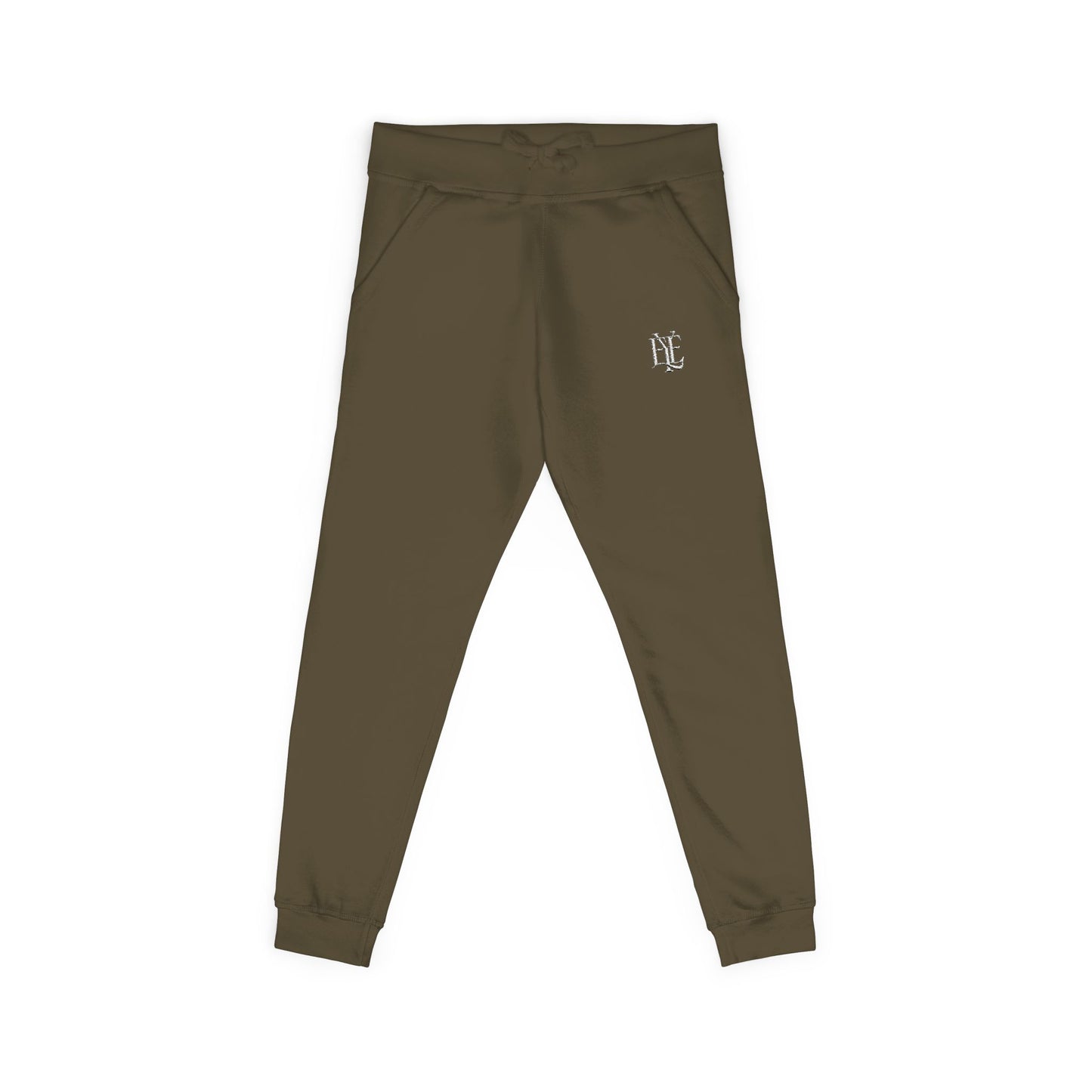 Embroidered Olive Fleece Sweatpants — Minimal Crest Joggers