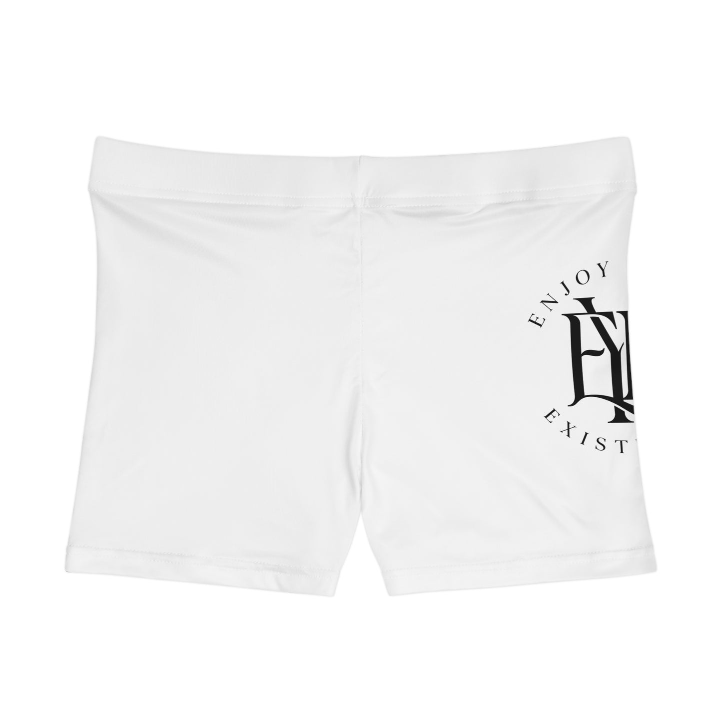 Enjoy Your Existence Women's Stretch Shorts — White Graphic AOP