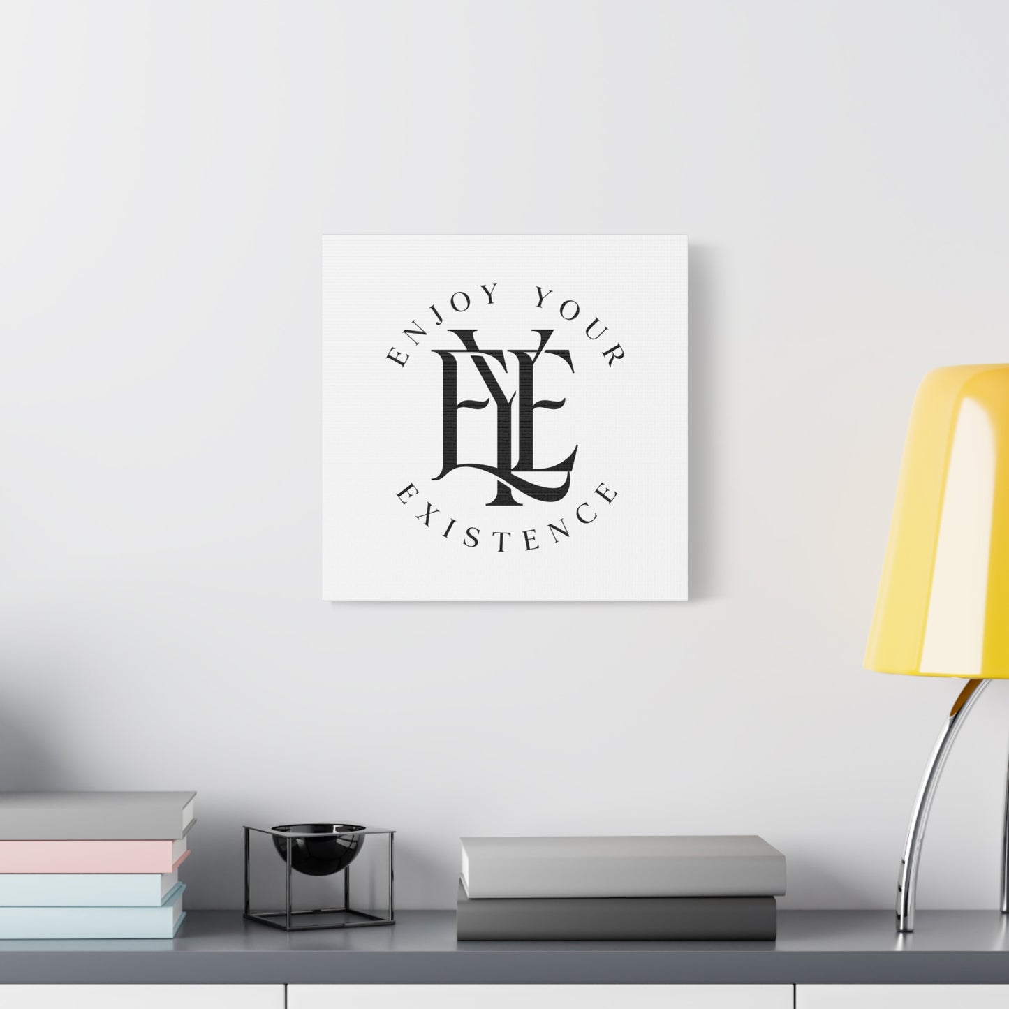 Enjoy Your Existence Matte Canvas Wall Art — Monogram Emblem Decorative Print