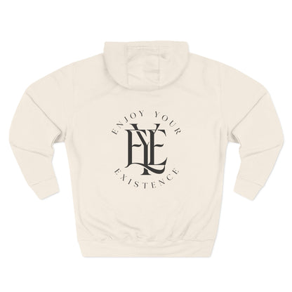Three-Panel Fleece Hoodie — Minimalist 'Enjoy Your Existence' Logo Hoodie