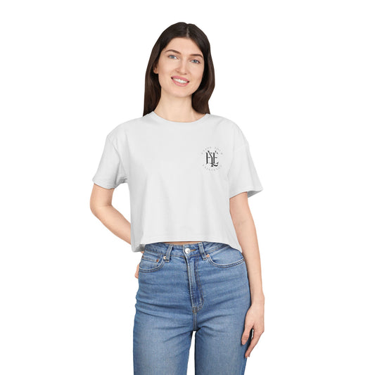 Women's Crop Tee — Minimal Monogram Chest Logo Cropped T-Shirt