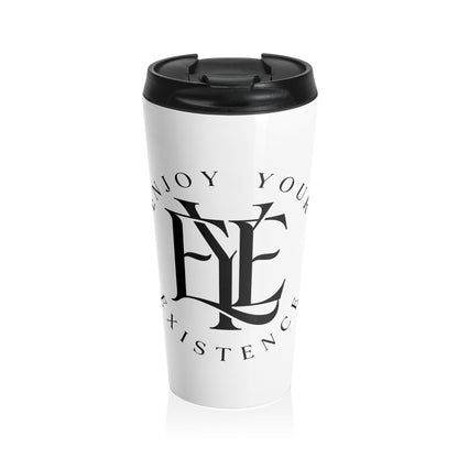 Travel Mug — "Enjoy Your Existence" Monogram Stainless Steel Tumbler