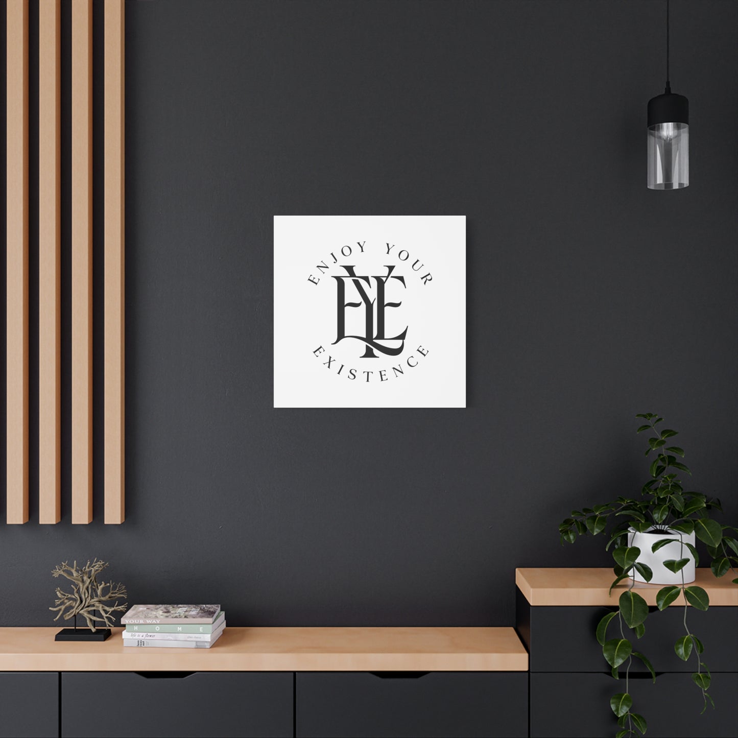 Enjoy Your Existence Matte Canvas Wall Art — Monogram Emblem Decorative Print