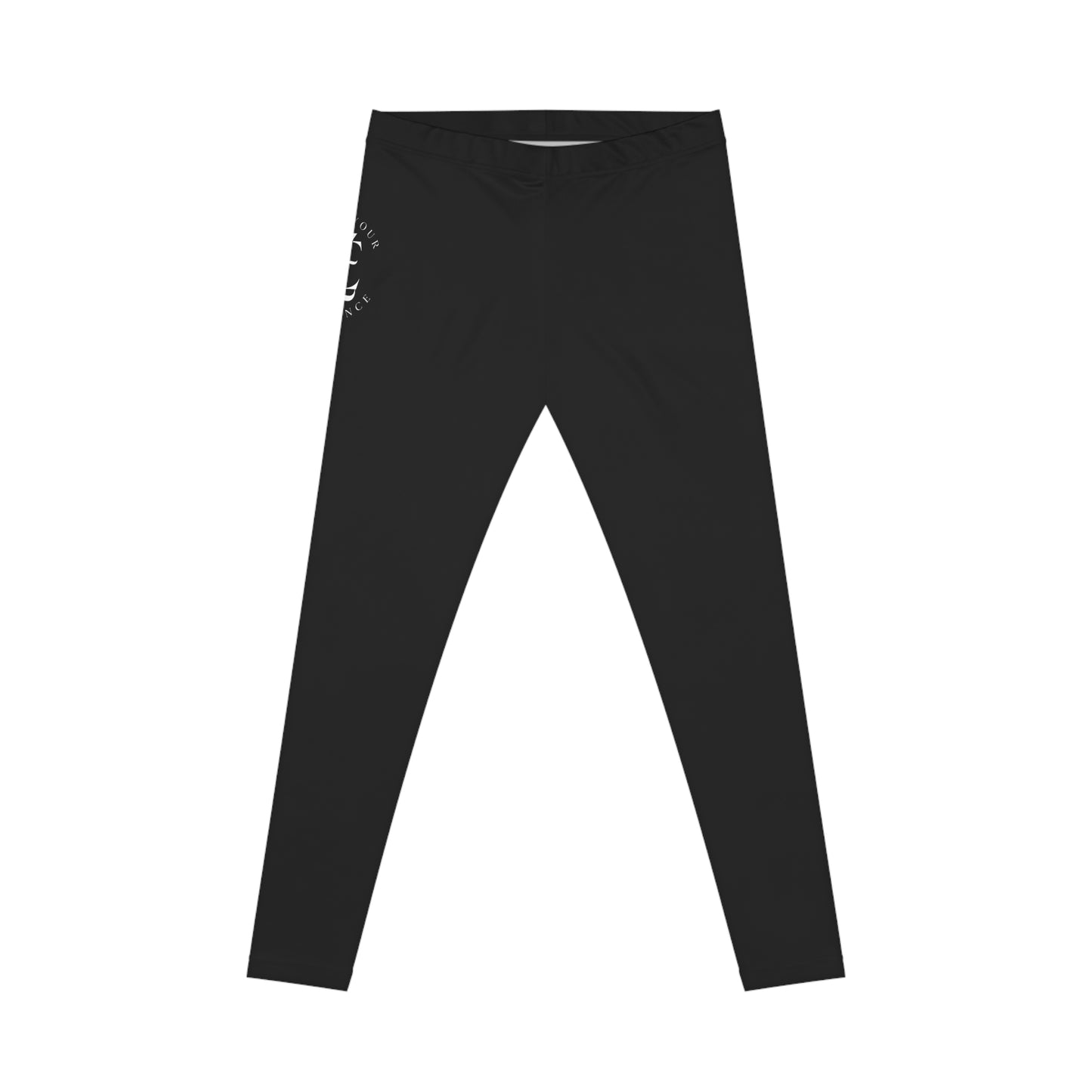 Black Women's Leggings with Subtle Side Logo — Casual Everyday Activewear
