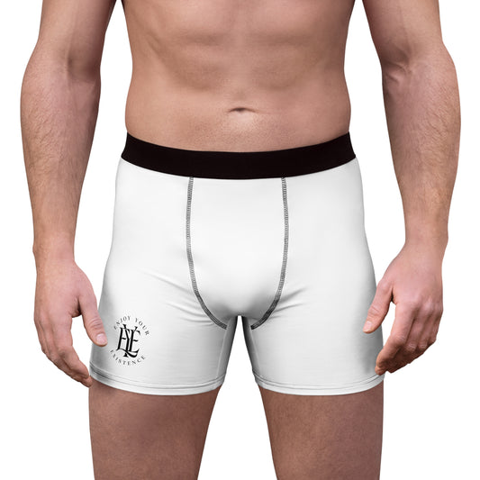 Minimalist White Boxer Briefs with Small Crest Logo — Mens Stretch Underwear