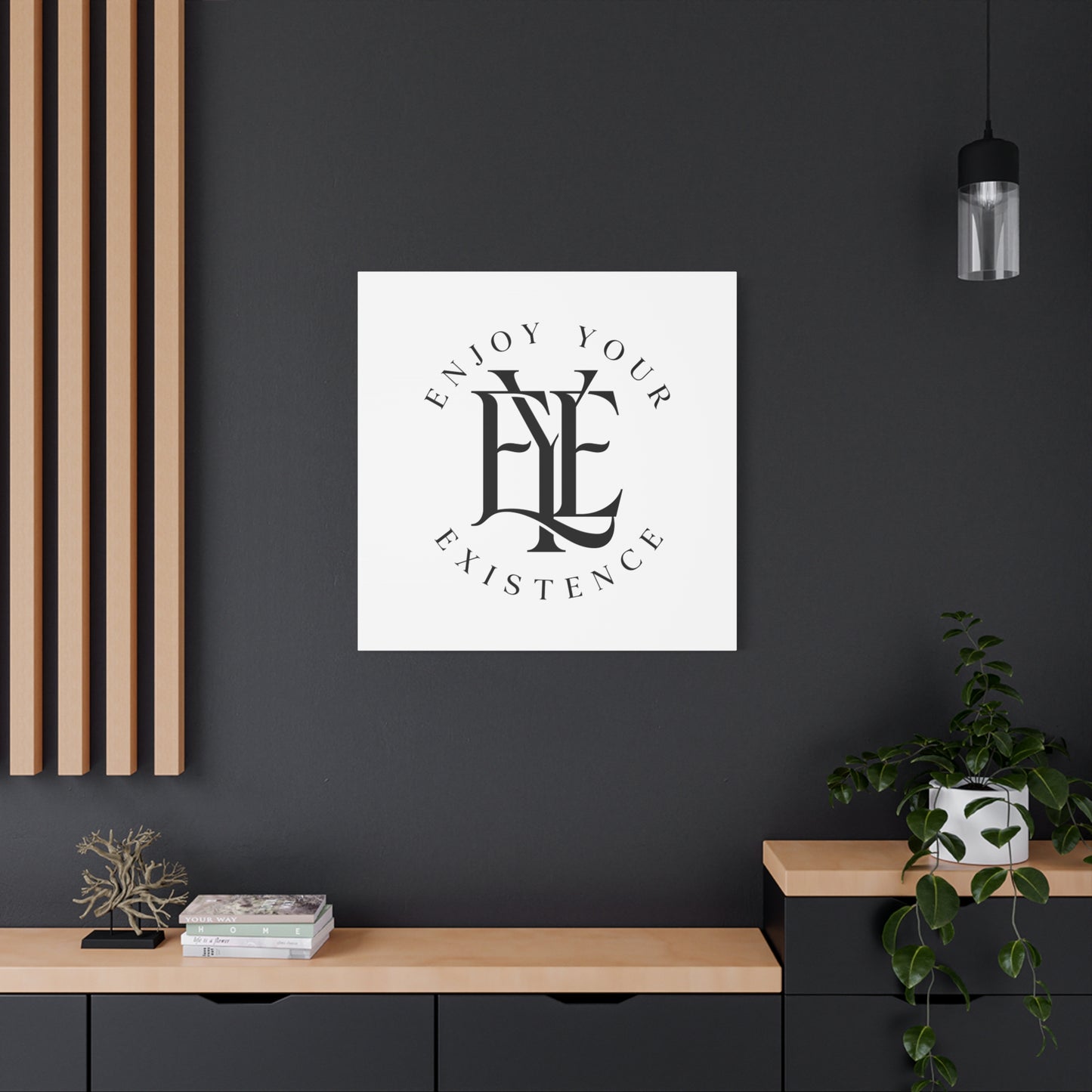 Enjoy Your Existence Matte Canvas Wall Art — Monogram Emblem Decorative Print
