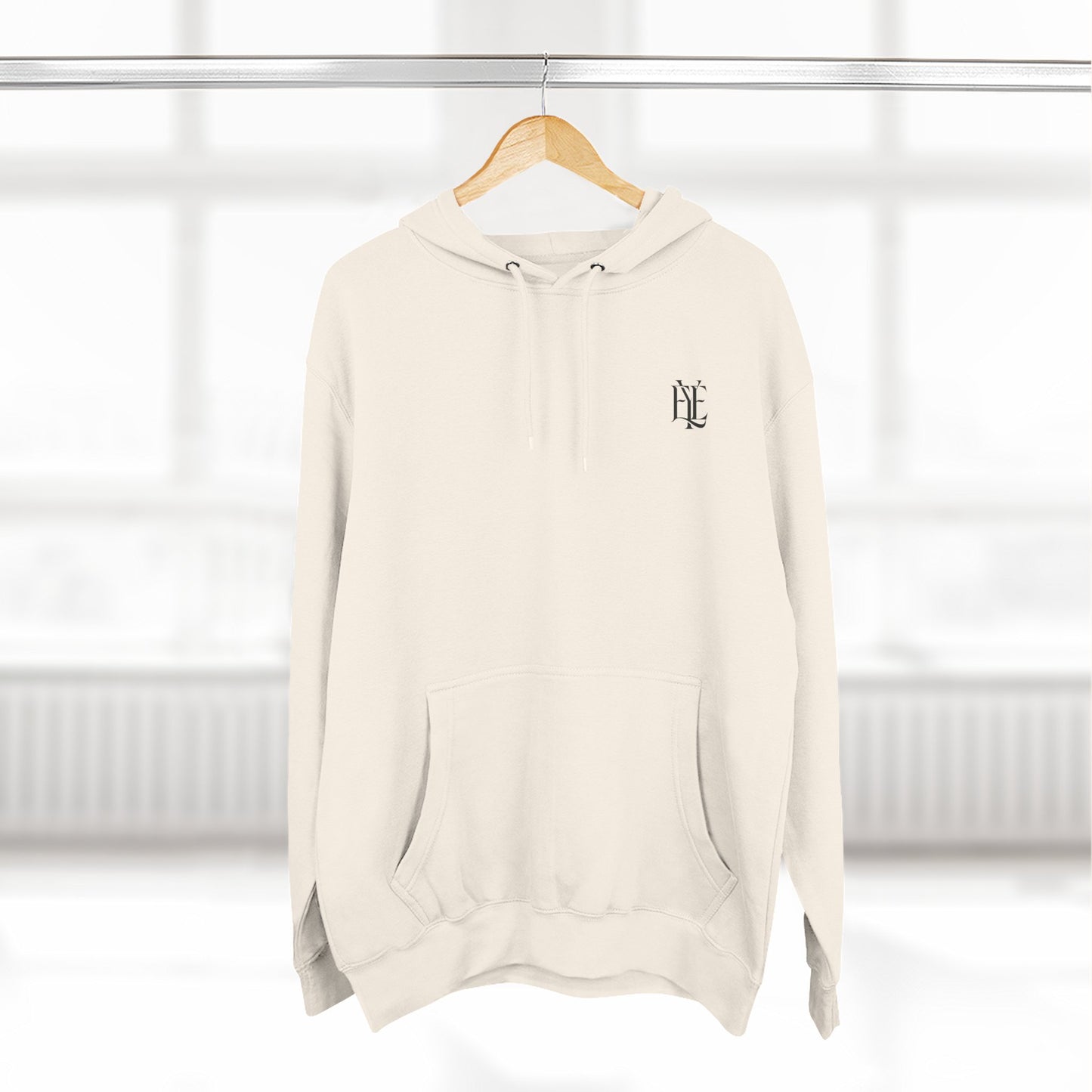 Three-Panel Fleece Hoodie — Minimalist 'Enjoy Your Existence' Logo Hoodie