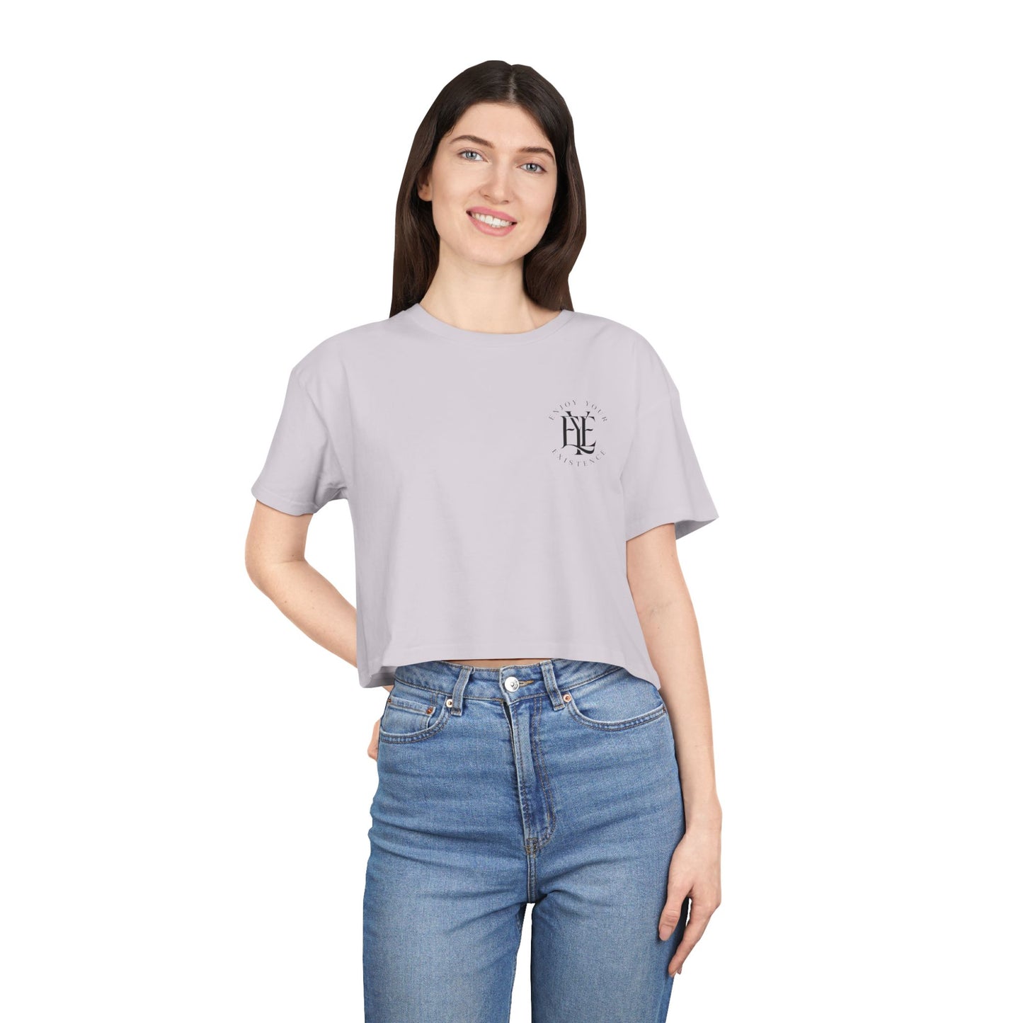 Women's Crop Tee — Minimal Monogram Chest Logo Cropped T-Shirt