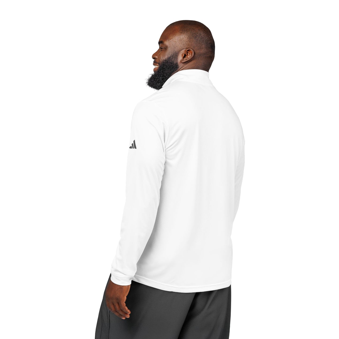 Embroidered Quarter-Zip Pullover — White Performance Golf Top