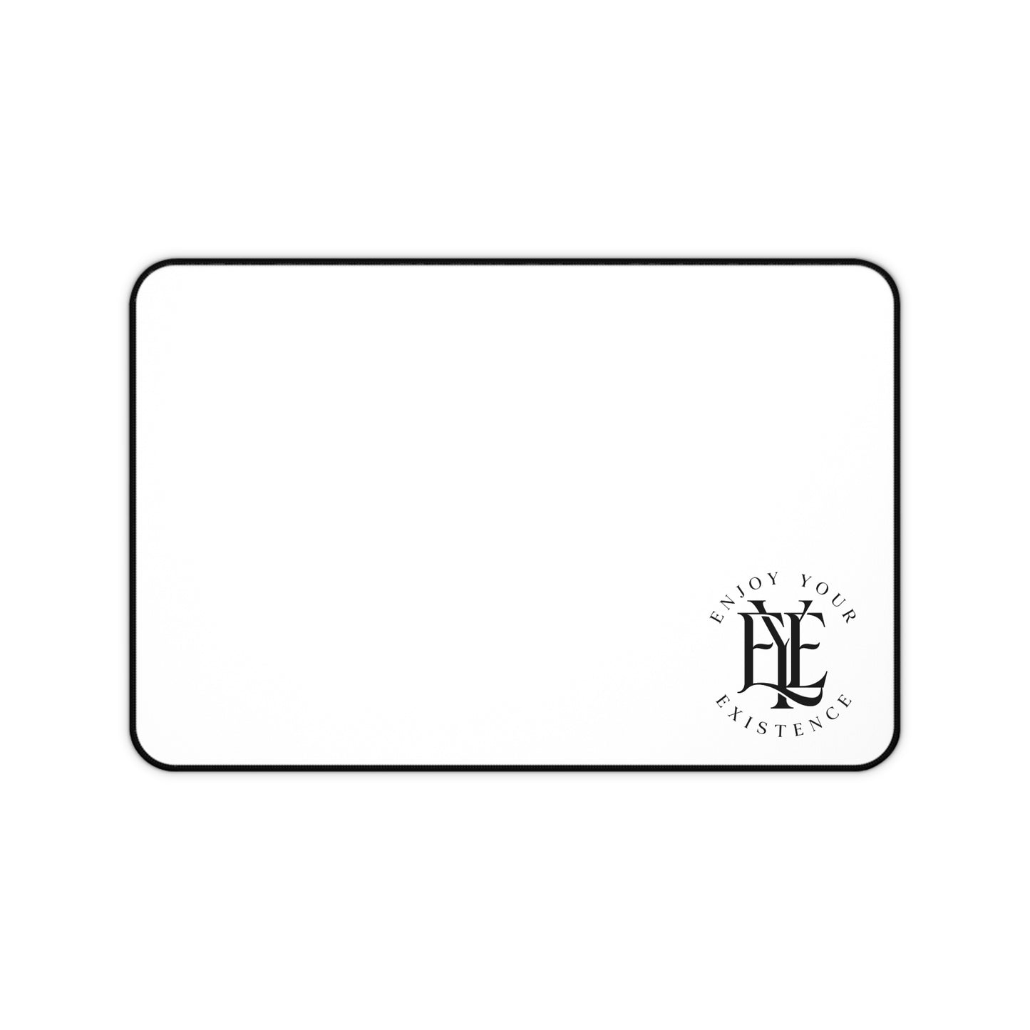 Desk Mat — Minimal White Gaming/Office Desk Mat with "Enjoy Your Existence" Logo