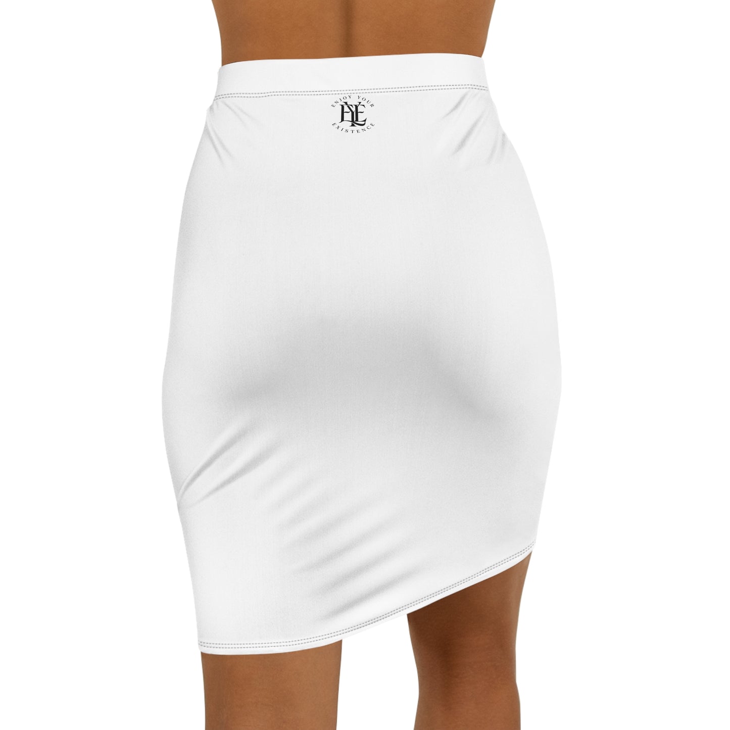 Women's Pencil Skirt — Minimal Monogram Bodycon Mid-Waist