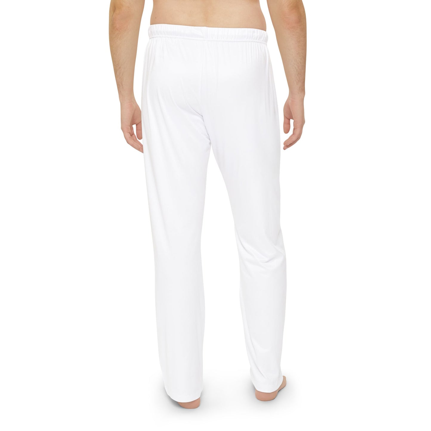 Men's White Pajama Pants with Subtle Monogram — Comfortable Lounge Sleepwear