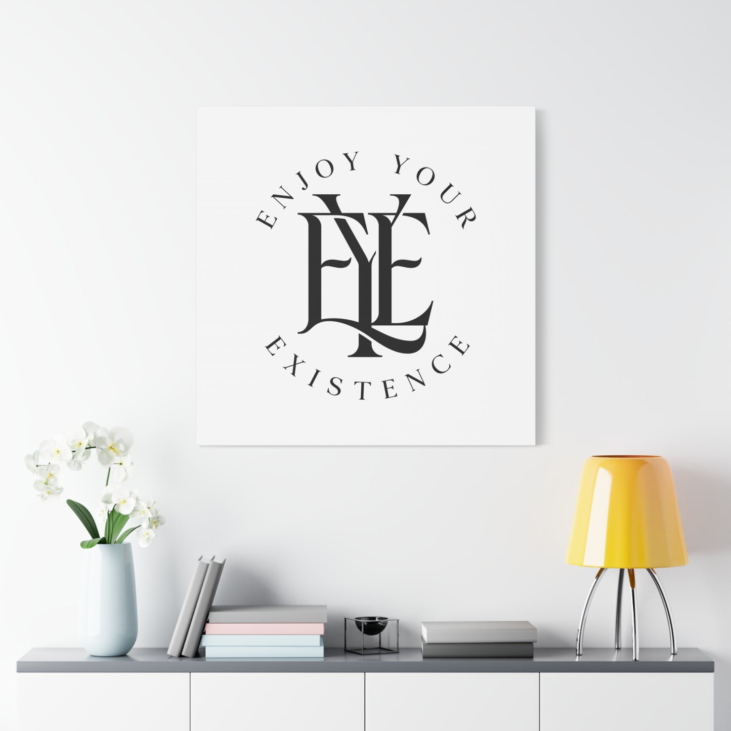 Enjoy Your Existence Matte Canvas Wall Art — Monogram Emblem Decorative Print