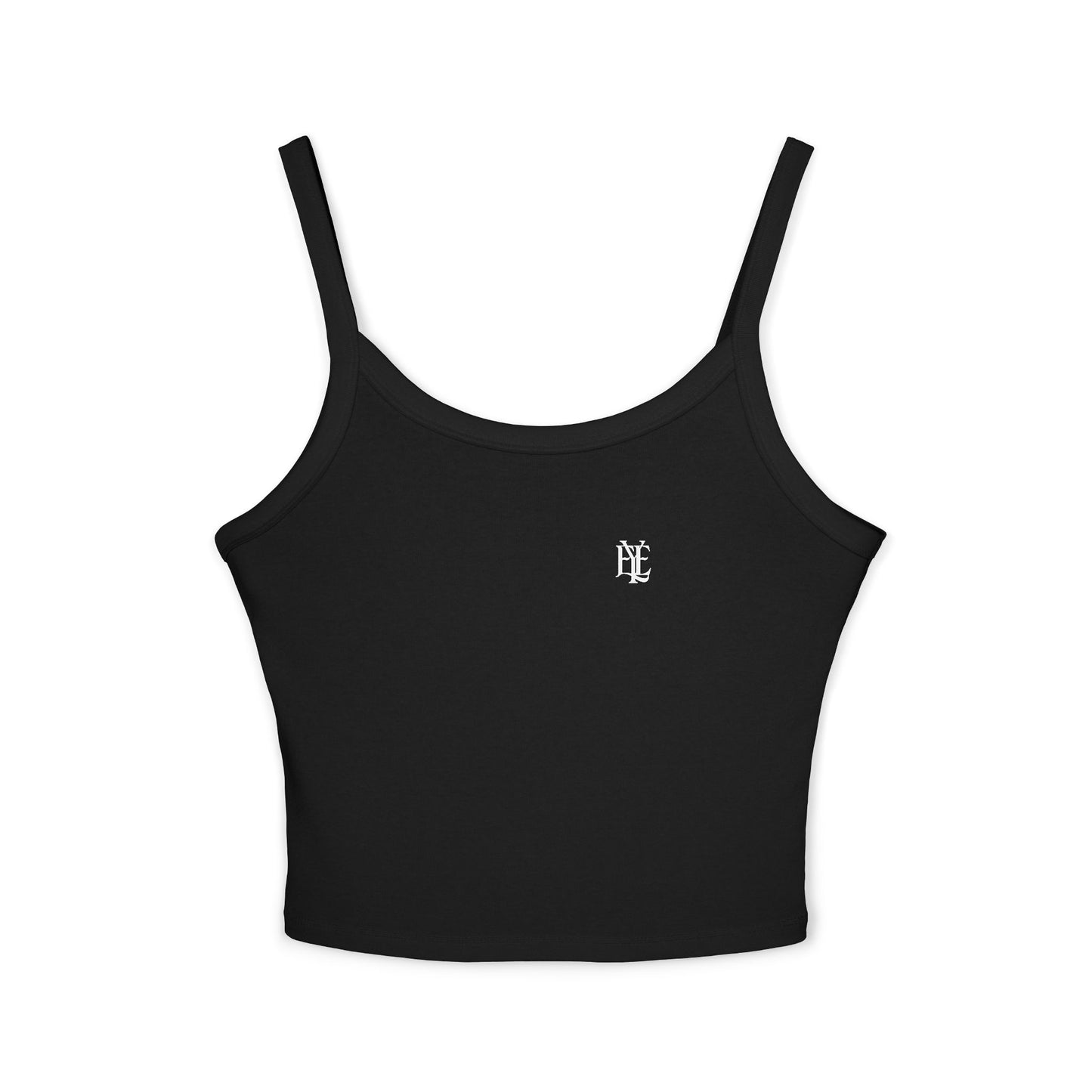 Women's Cropped Tank Top — Minimal Gothic 'E' Logo Chest & Back