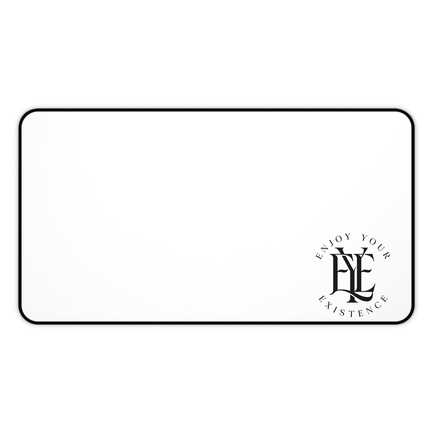 Desk Mat — Minimal White Gaming/Office Desk Mat with "Enjoy Your Existence" Logo