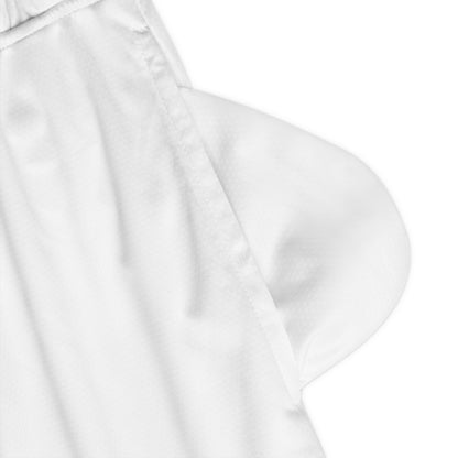 Basketball Rib Shorts — White Performance Mesh Athletic Shorts