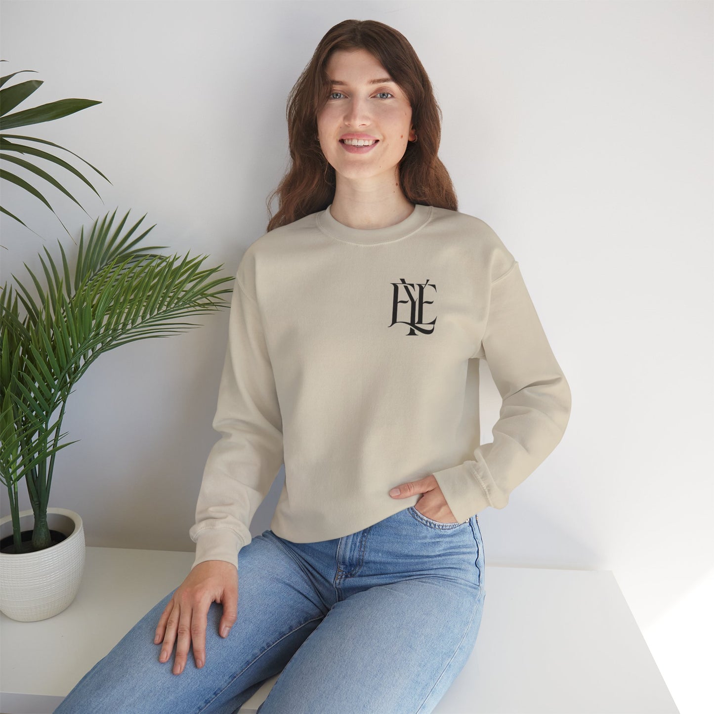 Crewneck Sweatshirt — 'Enjoy Your Existence' Monogram Minimalist Pullover