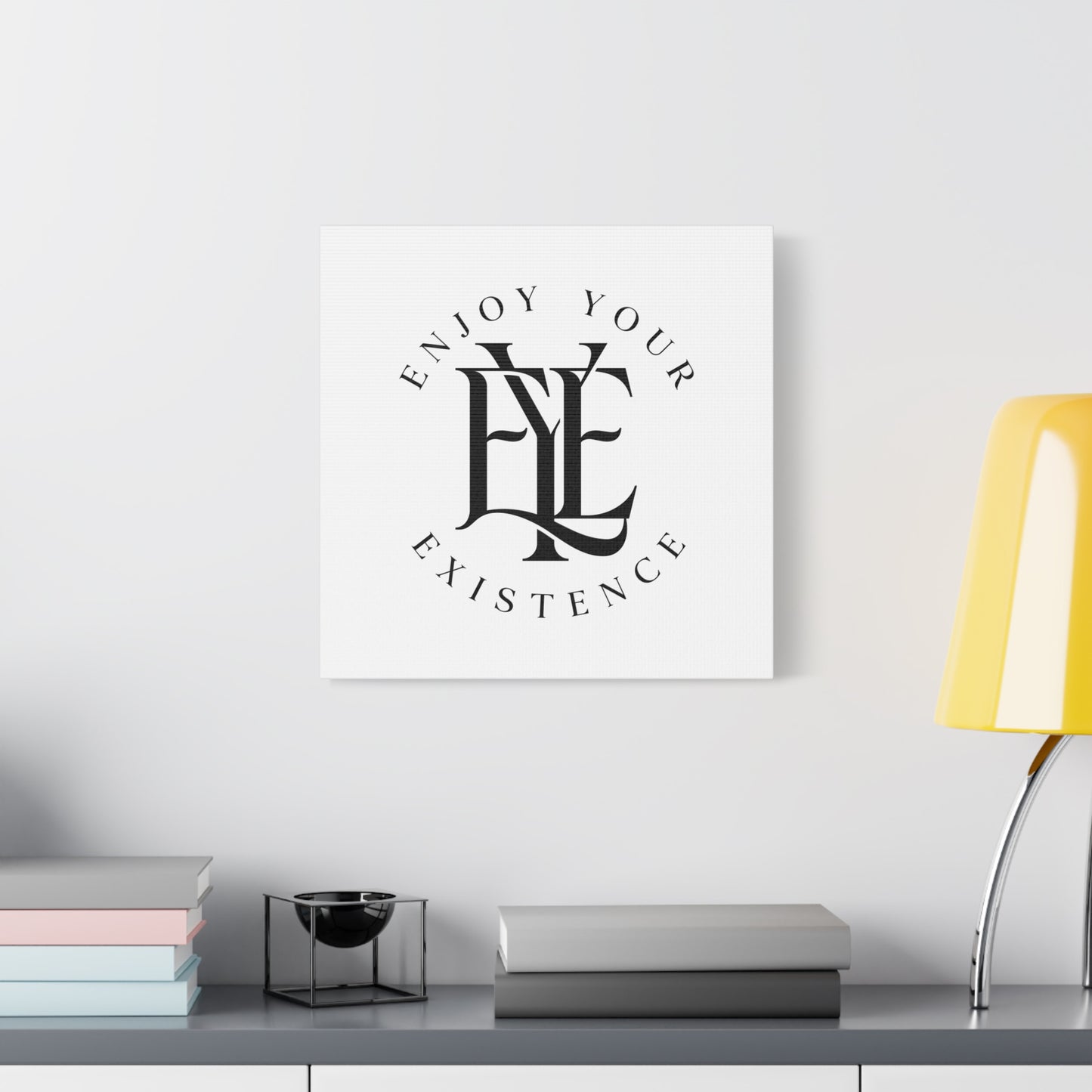 Enjoy Your Existence Matte Canvas Wall Art — Monogram Emblem Decorative Print