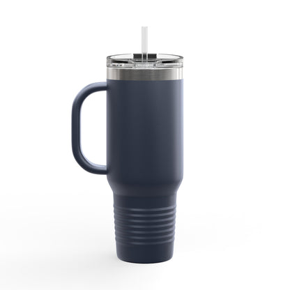40oz Insulated Travel Mug — "Enjoy Your Existence" Stainless Steel Tumbler with Straw & Handle