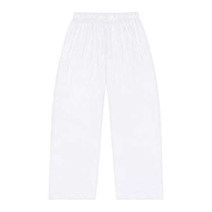Men's White Pajama Pants with Subtle Monogram — Comfortable Lounge Sleepwear