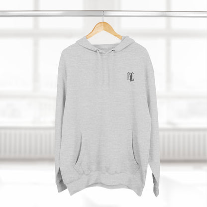 Three-Panel Fleece Hoodie — Minimalist 'Enjoy Your Existence' Logo Hoodie