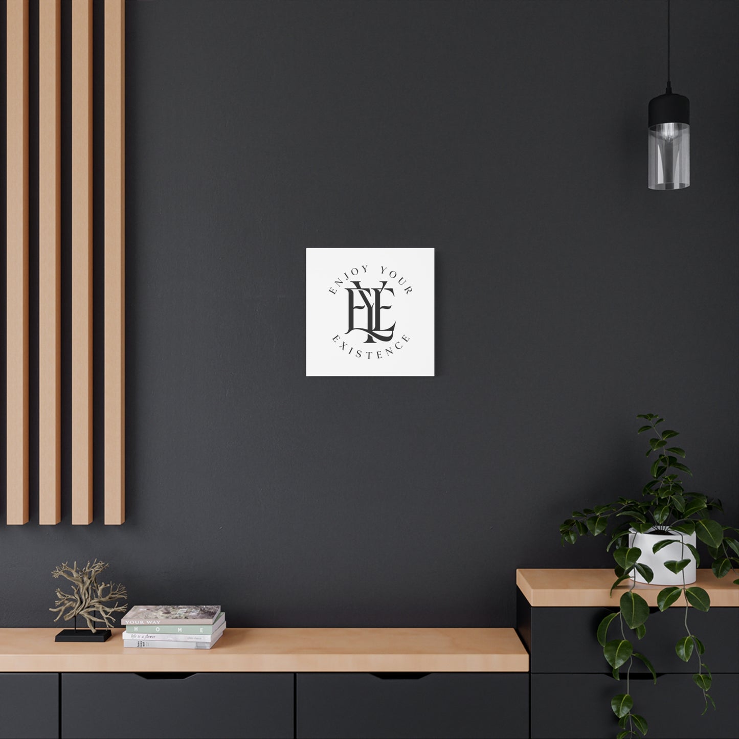 Enjoy Your Existence Matte Canvas Wall Art — Monogram Emblem Decorative Print