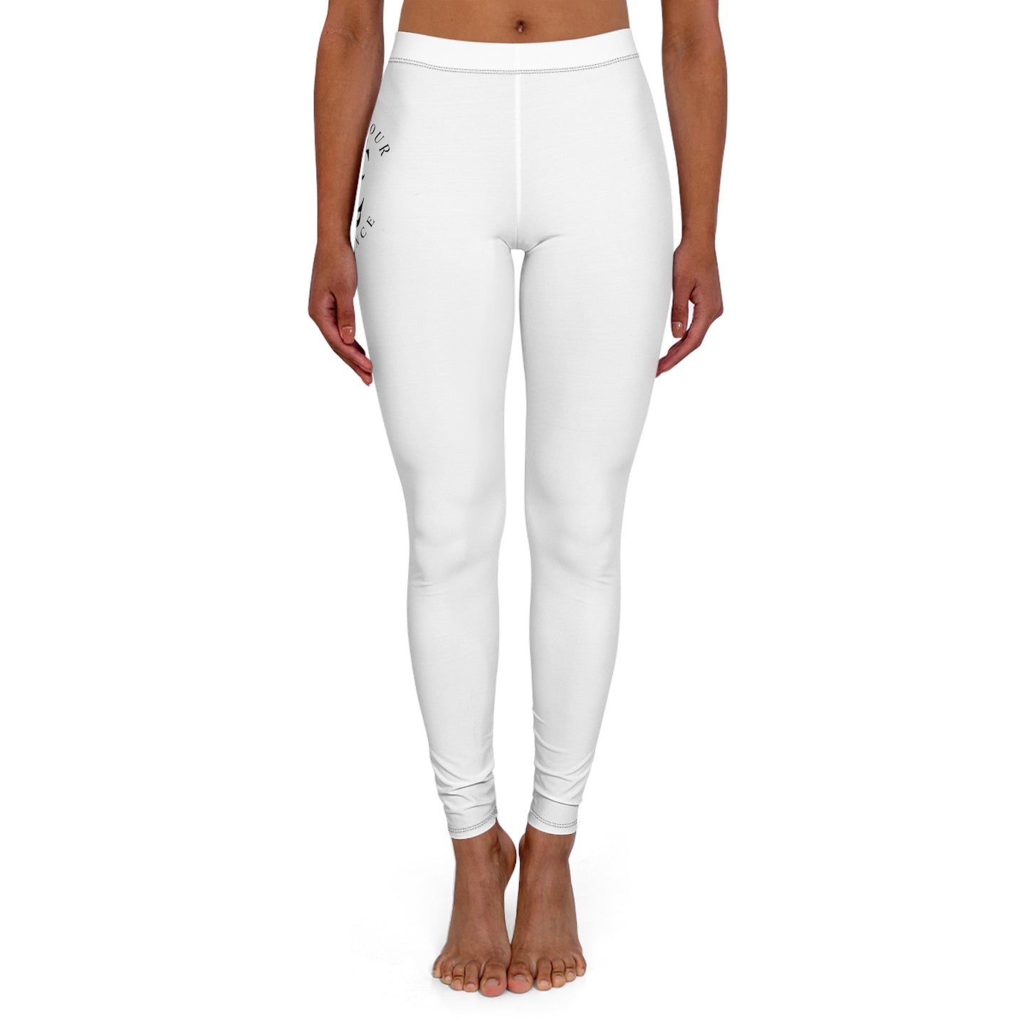 White Minimal Floral Leggings — Women’s Casual Spandex Activewear