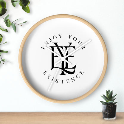 Enjoy Your Existence Minimalist Wall Clock — Monogram Typography Home Decor