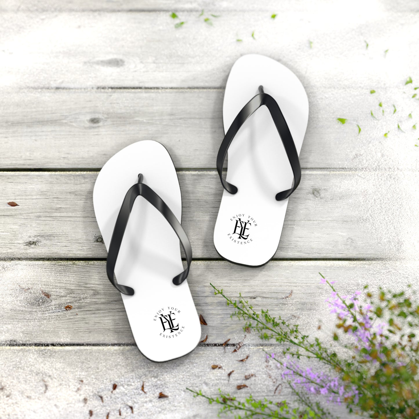 Flip Flops - Minimal Monogram White Beach Sandals