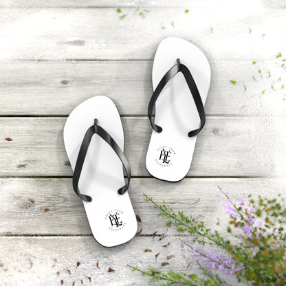 Flip Flops - Minimal Monogram White Beach Sandals