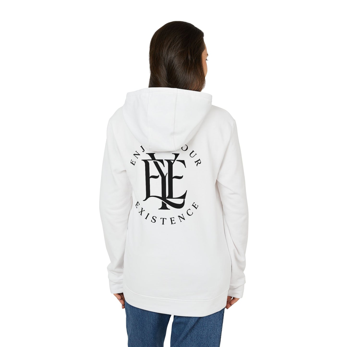Enjoy Your Existence Hoodie — Minimal Monogram Fleece Hooded Sweatshirt
