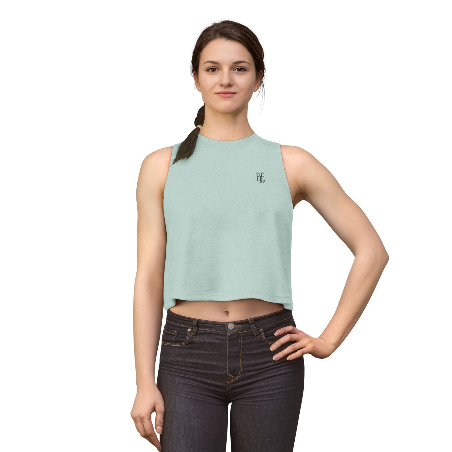 Women's Crop Top — Minimal Monogram Tank Top (Small Chest & Back Logo)