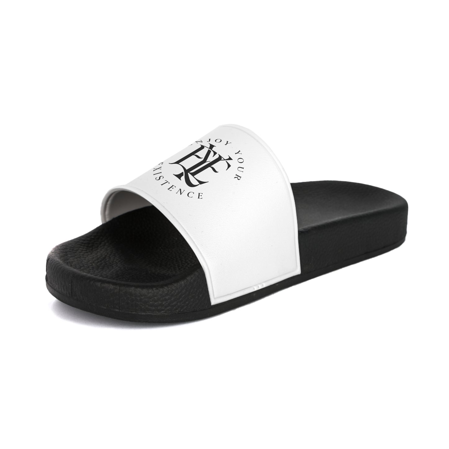 Minimalist Monogram Slide Sandals — 'Enjoy Your Existence' Black & White Women's Slides
