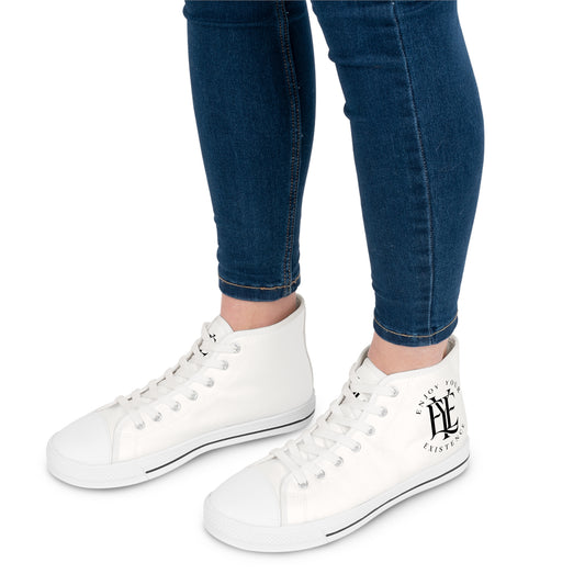 Women’s High Top Sneakers — Classic White Canvas Athletic Shoes