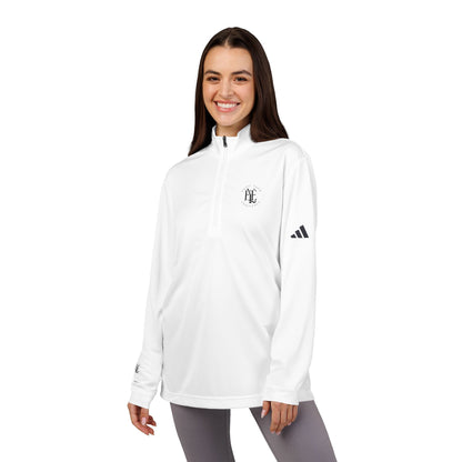 Embroidered Quarter-Zip Pullover — White Performance Golf Top