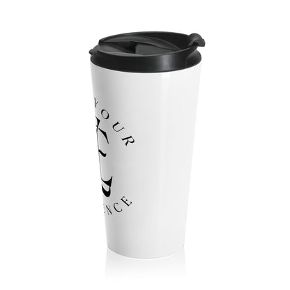 Travel Mug — "Enjoy Your Existence" Monogram Stainless Steel Tumbler