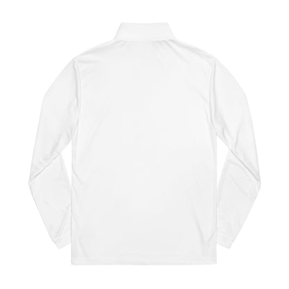Embroidered Quarter-Zip Pullover — White Performance Golf Top
