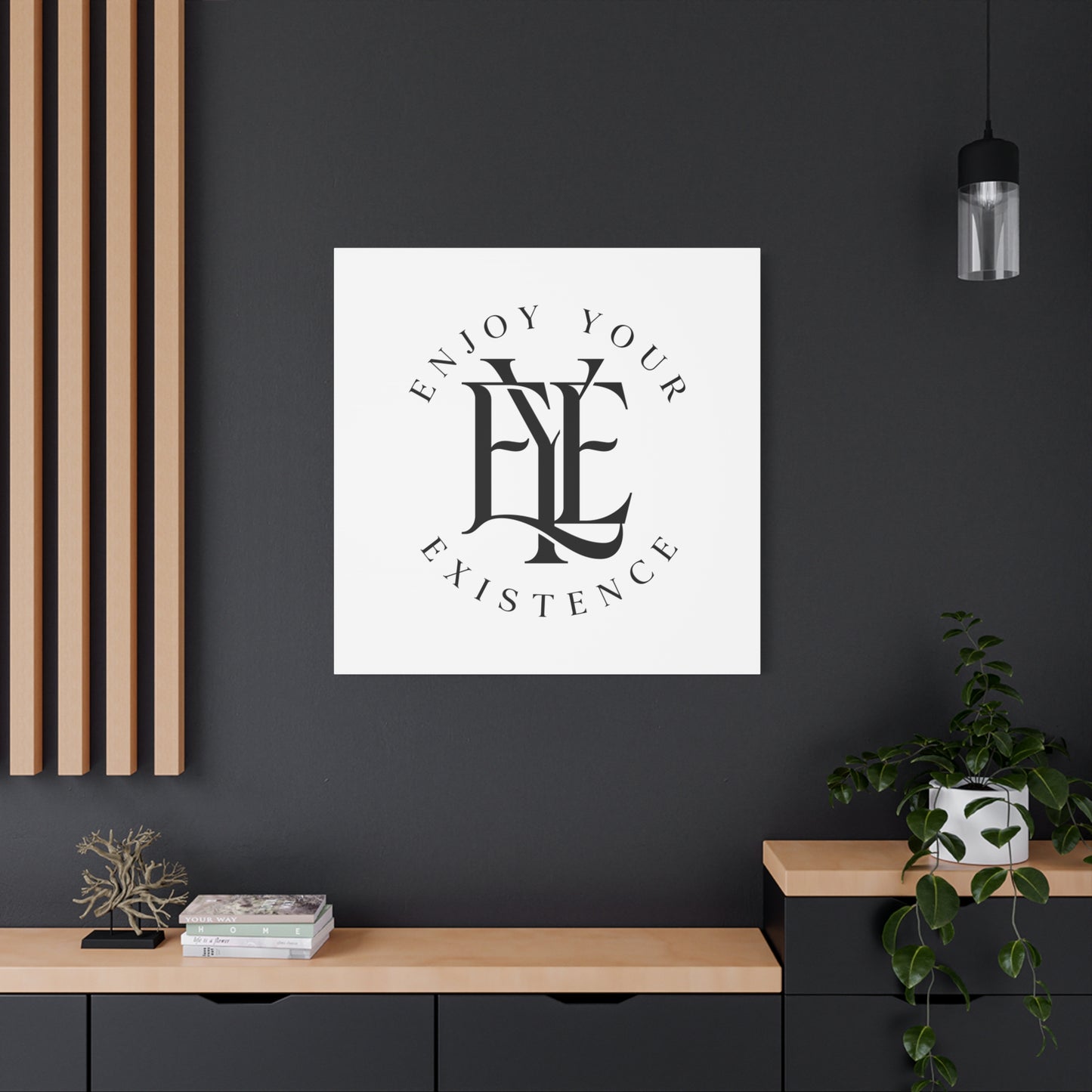Enjoy Your Existence Matte Canvas Wall Art — Monogram Emblem Decorative Print