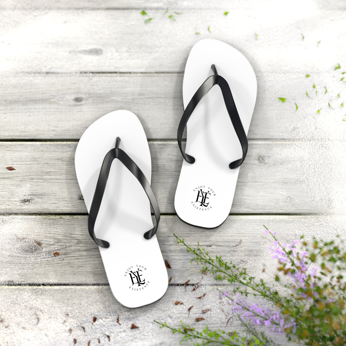 Flip Flops - Minimal Monogram White Beach Sandals