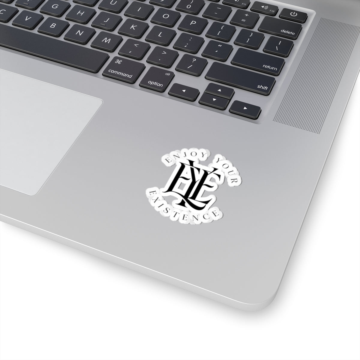 Enjoy Your Existence Monogram Sticker — Gothic Lettering Kiss-Cut Vinyl