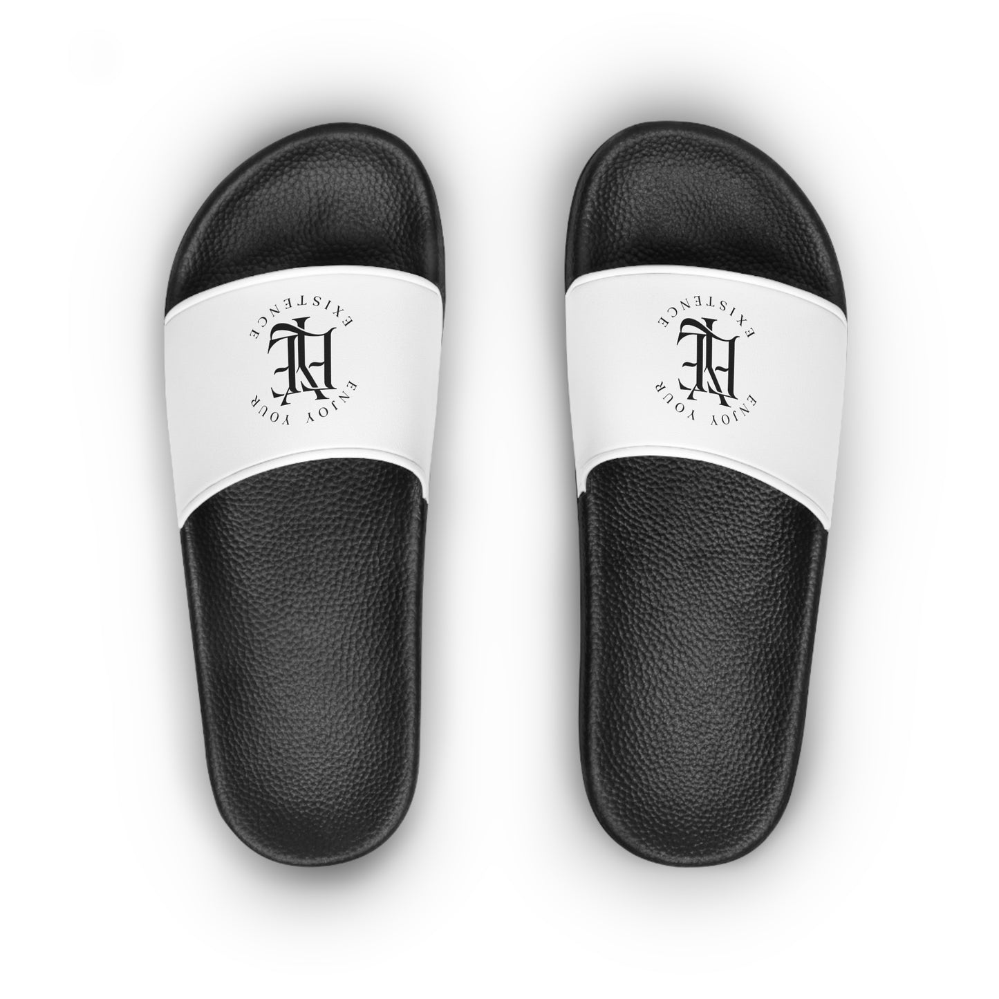 Minimalist Monogram Slide Sandals — 'Enjoy Your Existence' Black & White Women's Slides