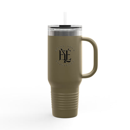 40oz Insulated Travel Mug — "Enjoy Your Existence" Stainless Steel Tumbler with Straw & Handle