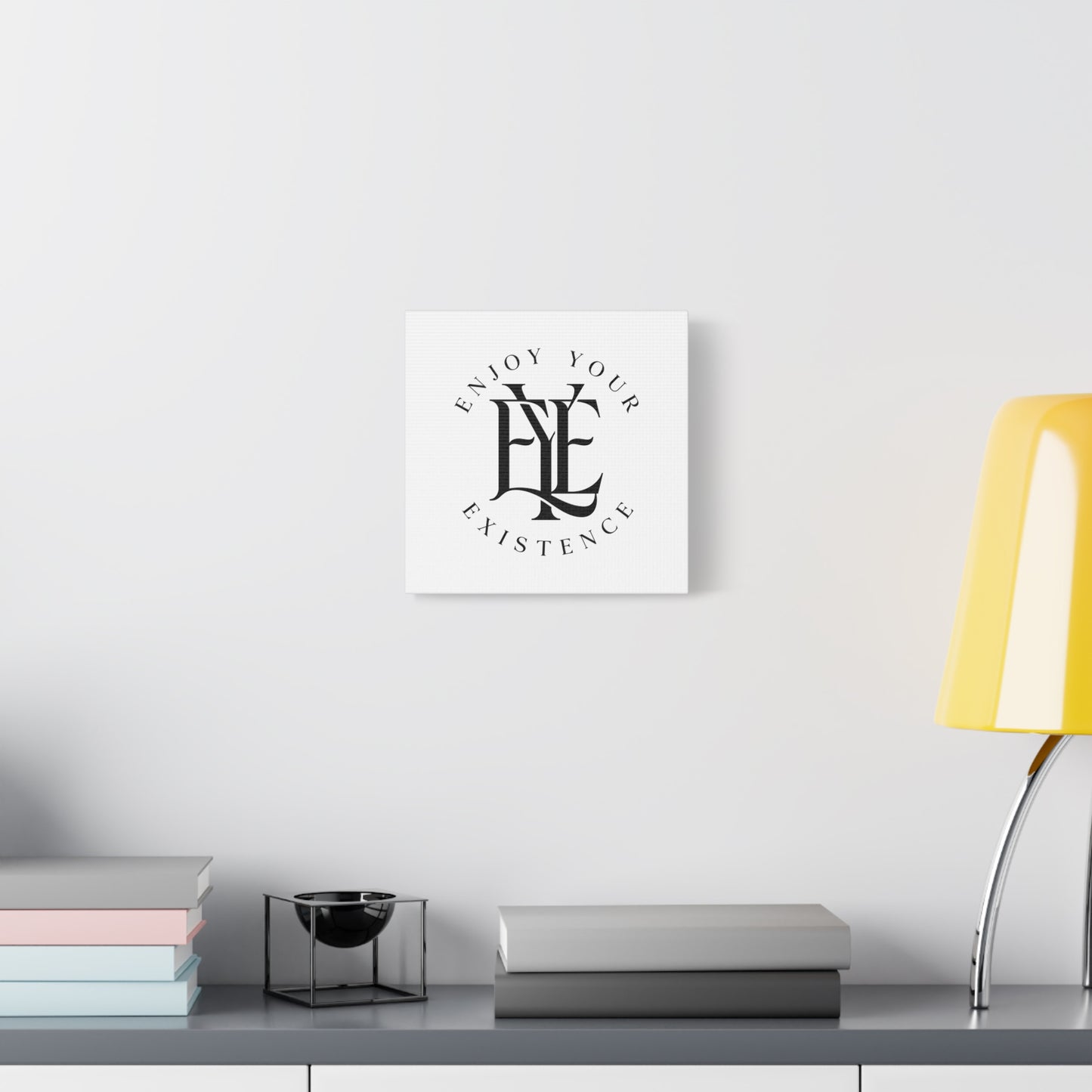 Enjoy Your Existence Matte Canvas Wall Art — Monogram Emblem Decorative Print