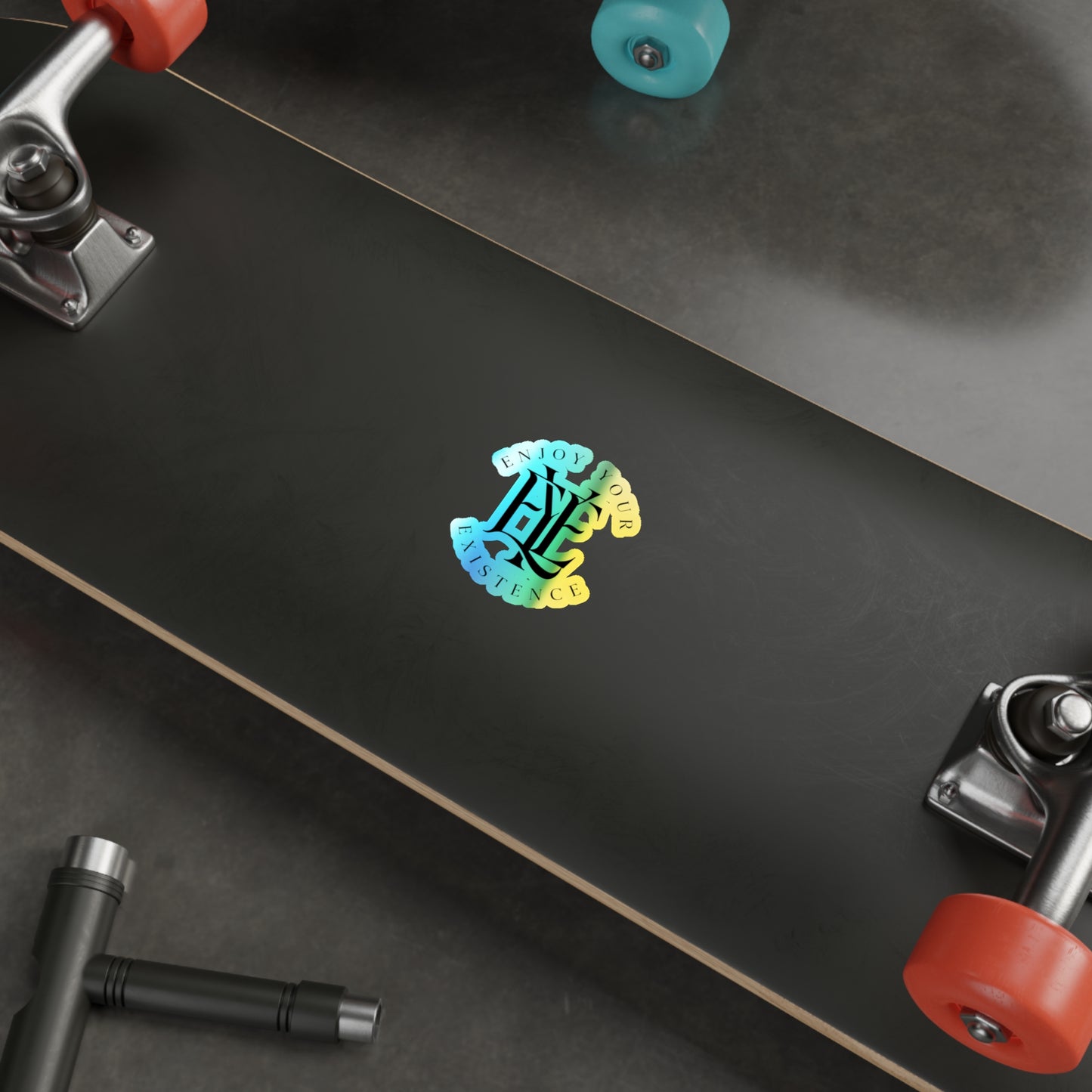 Holographic Die-Cut Sticker — “Enjoy Your Existence” Inspirational Logo