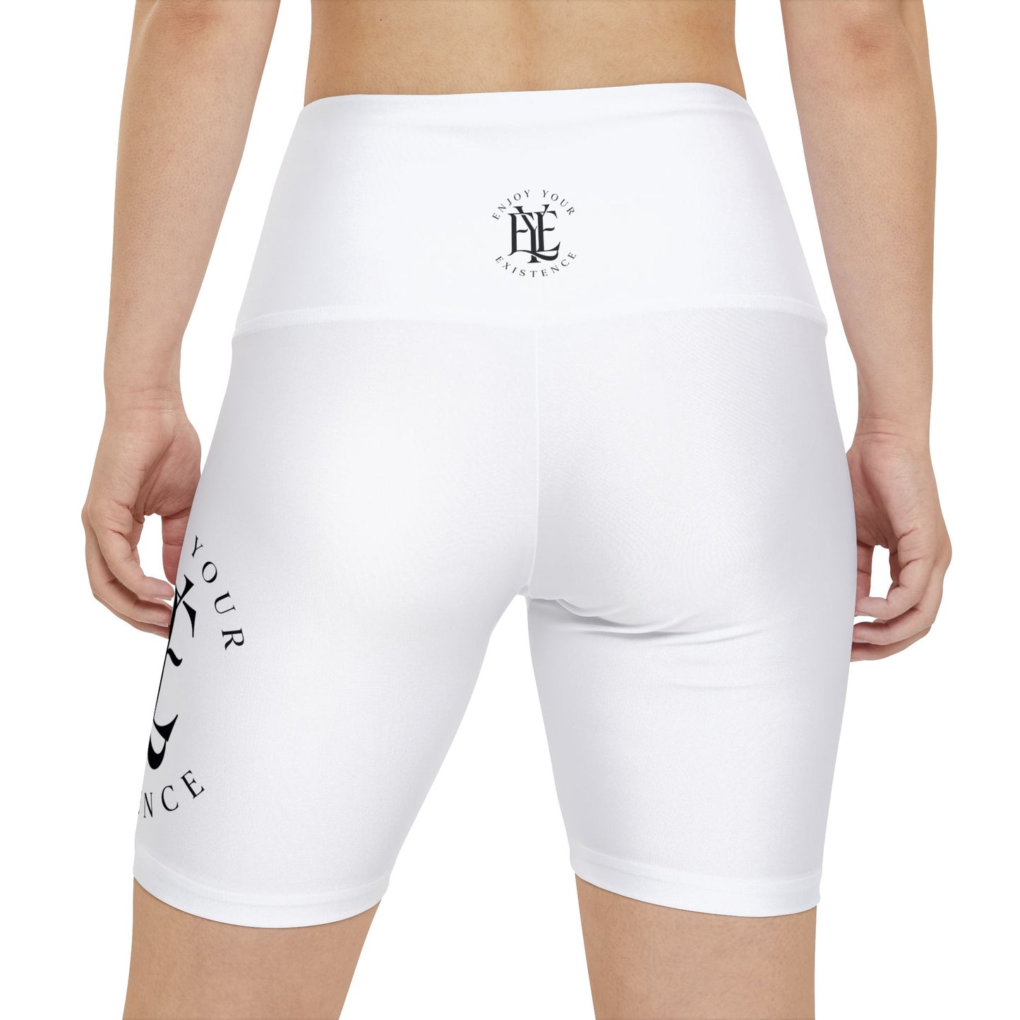 Workout Shorts — ‘Enjoy Your Existence’ Minimal Logo Women's Fitness Biker Shorts