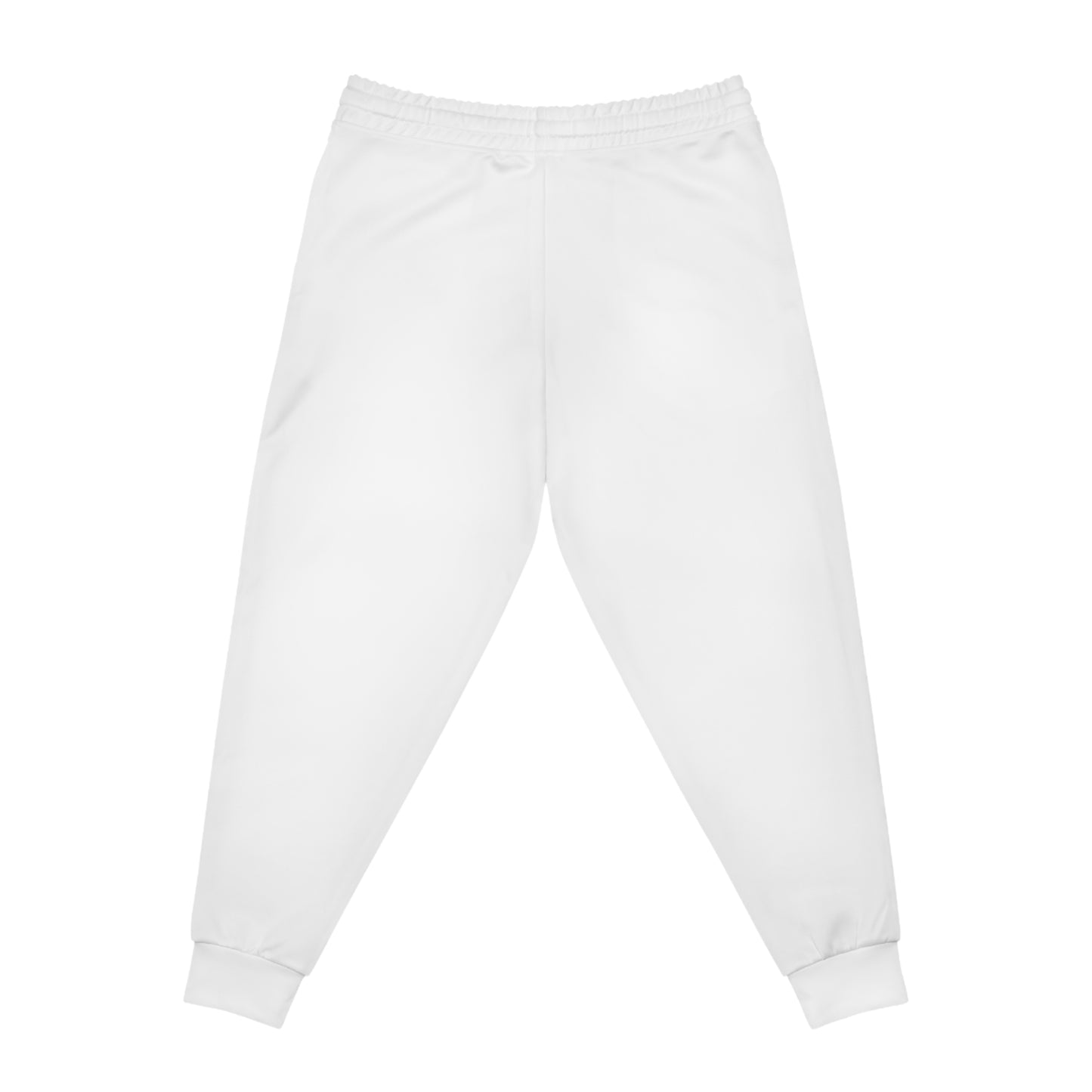 White Athletic Joggers with Small Monogram Logo — Casual Sportswear Sweatpants